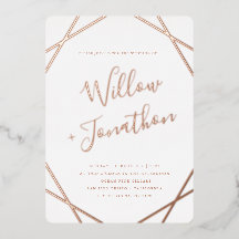 Invitación de papel de aluminio con borde geométri