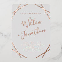 Invitación de papel de aluminio con borde geométri