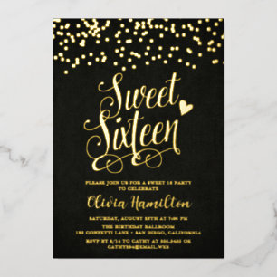 Relieve Metalizado Invitación de papel de aluminio con confeti dorado