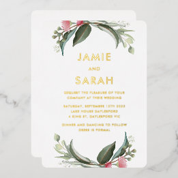 Relieve Metalizado Invitación de papel de aluminio con flor de goma n