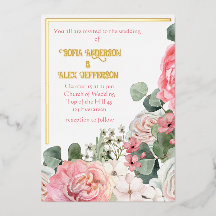 Invitación de papel de aluminio con flores de acua