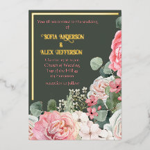 Invitación de papel de aluminio con flores de acua