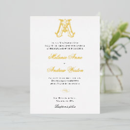 Relieve Metalizado Invitación de papel de aluminio con monograma AM o