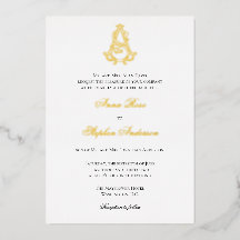 Invitación de papel de aluminio con monograma AS o