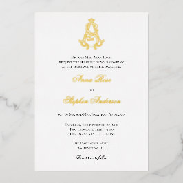 Relieve Metalizado Invitación de papel de aluminio con monograma AS o