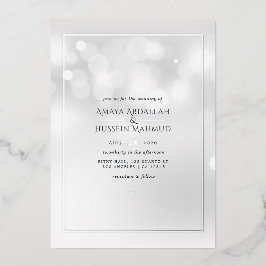 Relieve Metalizado Invitación de papel de aluminio para boda con boke