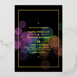 Relieve Metalizado Invitación de papel de aluminio para boda con boke