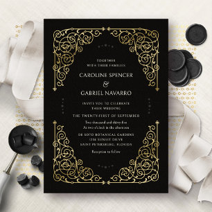 Relieve Metalizado Invitación de papel de aluminio para boda con eleg