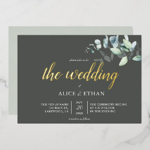 Relieve Metalizado Invitación de papel de aluminio para boda con hoja