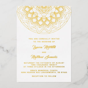 Relieve Metalizado Invitación de papel de aluminio para boda con mand