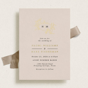 Relieve Metalizado Invitación de papel de aluminio para boda con mono