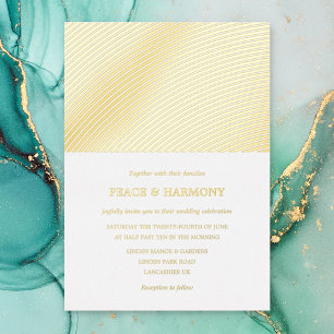 Relieve Metalizado Invitación de papel de aluminio para boda con raya