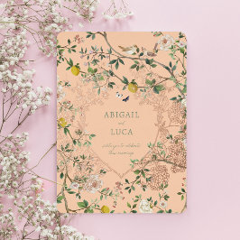 Relieve Metalizado Invitación de papel de estaño para boda con flores