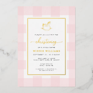 Relieve Metalizado Invitación de papel foil para bautizo con caballo
