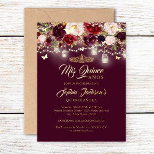 Relieve Metalizado Invitación de papel foil para Quinceañera con luce
