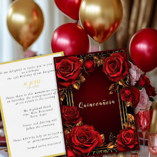 Relieve Metalizado Invitación de Quinceañera en Papel de Estaño con M
