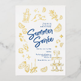 Relieve Metalizado Invitación de verano costero con foil