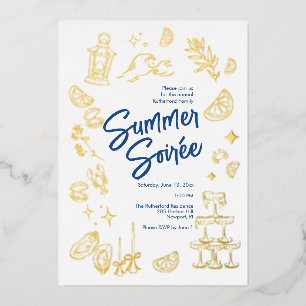 Relieve Metalizado Invitación de verano costero con foil