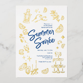 Relieve Metalizado Invitación de verano costero con foil