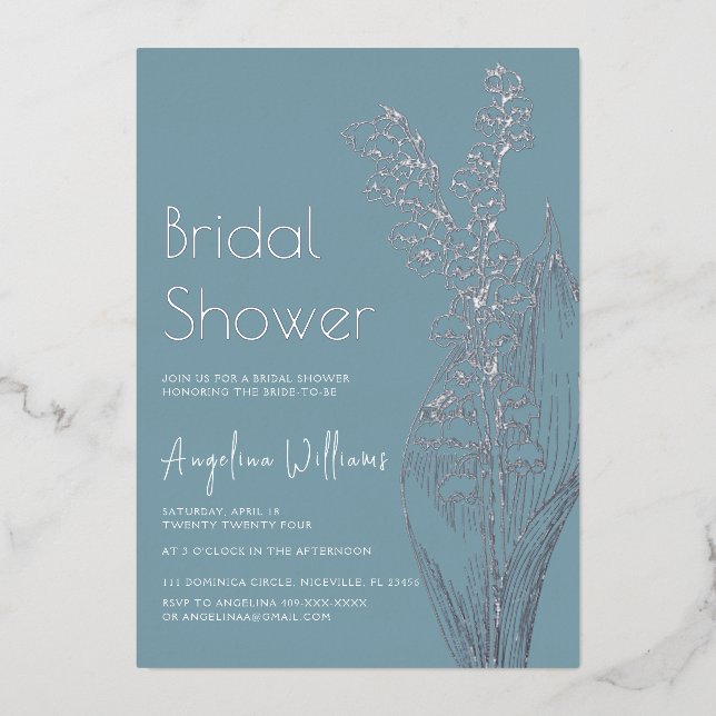 Relieve metalizado Invitación Ducha De Novia. (Anverso)