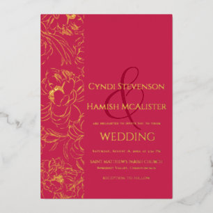 Relieve Metalizado Invitación elegante de boda con hoja de oro Viva M