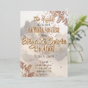 Relieve Metalizado Invitación elegante de Navidad con papel de oro