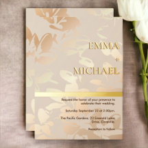Invitación elegante moderna monocroma con lámina d
