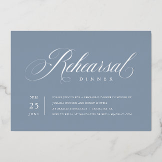 Relieve Metalizado Invitación elegante para cena de ensayo con lámina