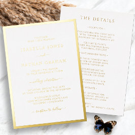 Relieve Metalizado Invitación Minimalista de Boda con Hoja de Oro Tod