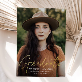 Relieve Metalizado Invitación moderna de graduación de imágenes con g