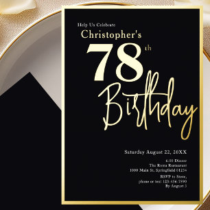 Relieve Metalizado Invitación moderna elegante para 78 cumpleaños con