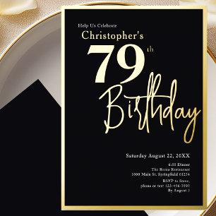 Relieve Metalizado Invitación moderna elegante para 79 cumpleaños con