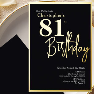 Relieve Metalizado Invitación moderna elegante para 81 cumpleaños con