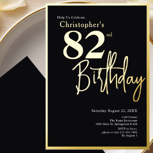 Relieve Metalizado Invitación moderna elegante para 82 cumpleaños con