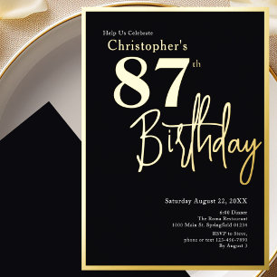 Relieve Metalizado Invitación moderna elegante para 87 cumpleaños con