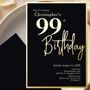 Relieve Metalizado Invitación moderna elegante para 99 cumpleaños con