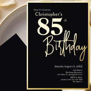 Relieve Metalizado Invitación moderna elegante para cumpleaños 85 con