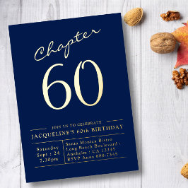 Relieve Metalizado Invitación para cumpleaños número 60 con hoja de o