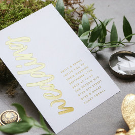Relieve Metalizado Invitación ultra moderna de bodas con hoja de ORO 