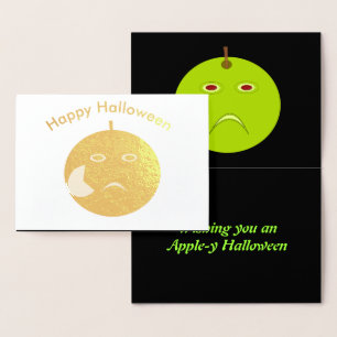 Relieve Metalizado Manzana malvada con tarjeta de foil de Halloween c