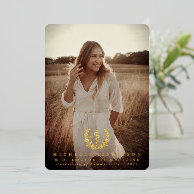 Relieve metalizado MD Invitación de fotografía de  (Anverso de pie)