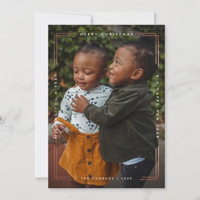 Relieve metalizado moderno feliz tarjeta de foto d (Anverso)