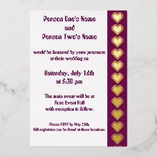 Relieve Metalizado Nuestra Invitación en Hojas de Oro con Corazones d