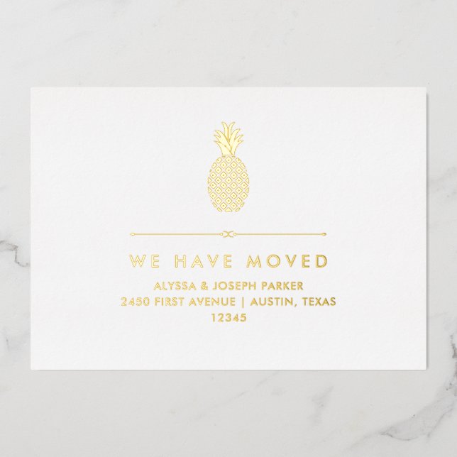 Relieve Metalizado Nueva Invitación de direcciones con piña de Reliev (Anverso)