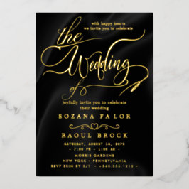 Relieve Metalizado Oro Romántico con Hoja | Invitación de Boda con Ma
