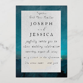 Relieve Metalizado Pasión de la Naturaleza: Invitación de Boda con Ac
