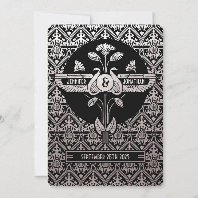 Relieve metalizado plateado de invitaciones a una  (Anverso)