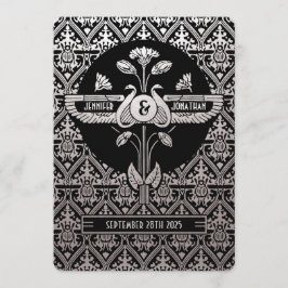 Relieve metalizado plateado de invitaciones a una