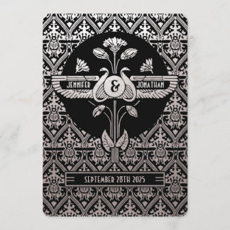 Relieve metalizado plateado de invitaciones a una