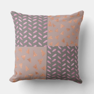 Relieve metalizado rosa/Naranja Almohada geométric
